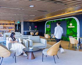 The open reception area of the recently renovated EDB office